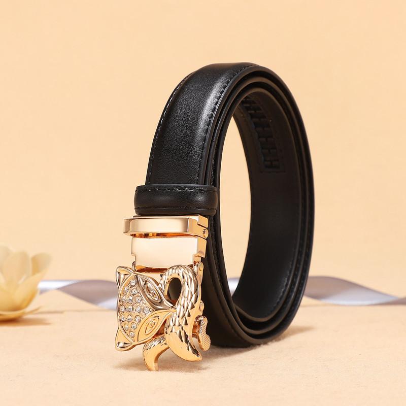 Casual Animal Type Diamond Embedded Women's Leather Belt Genuine Leather Versatile Waist Belt for Skirts and Pants Decorative