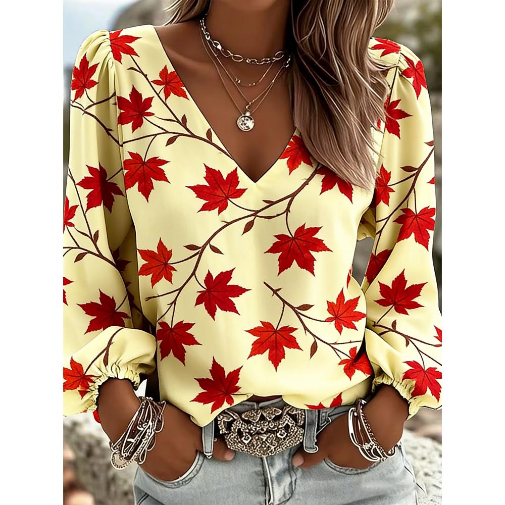 

Ladies loose belted sleeve printed shirt, perfect gift for festivals, fashionable women s clothing, suitable for outdoor gatherings XXL