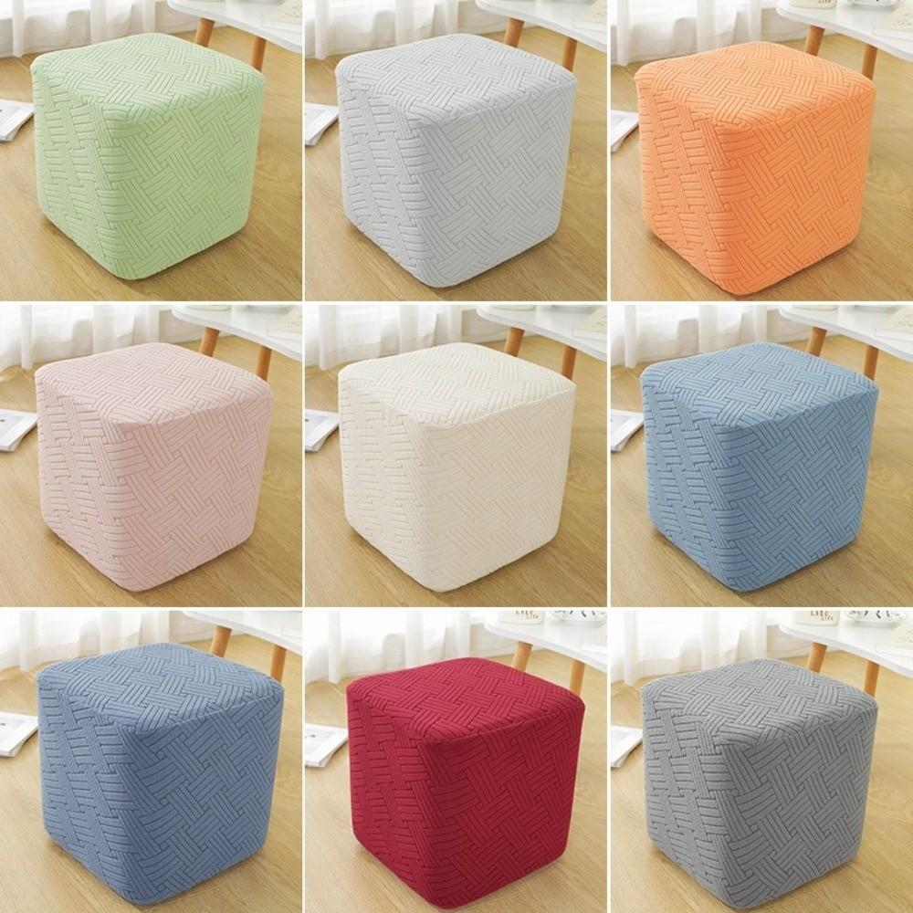 T-Shape Jacquard Ottoman Cover Solid Color Footrest Slipcover New Square Stool Cover Home Decor