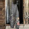 Women's Jumpsuit Floral Print Casual Loose Vintage Shoulder Strap Cotton Linen