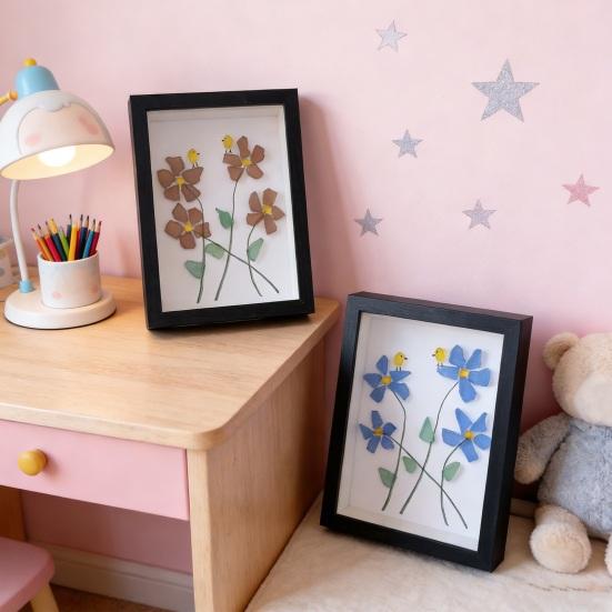 Yousheng Sea Glass Flower Birds Wall Art Handmade Sea Glass Decorative Photo Frame Gift for Mom Grandma Wife Girlfriend Friends