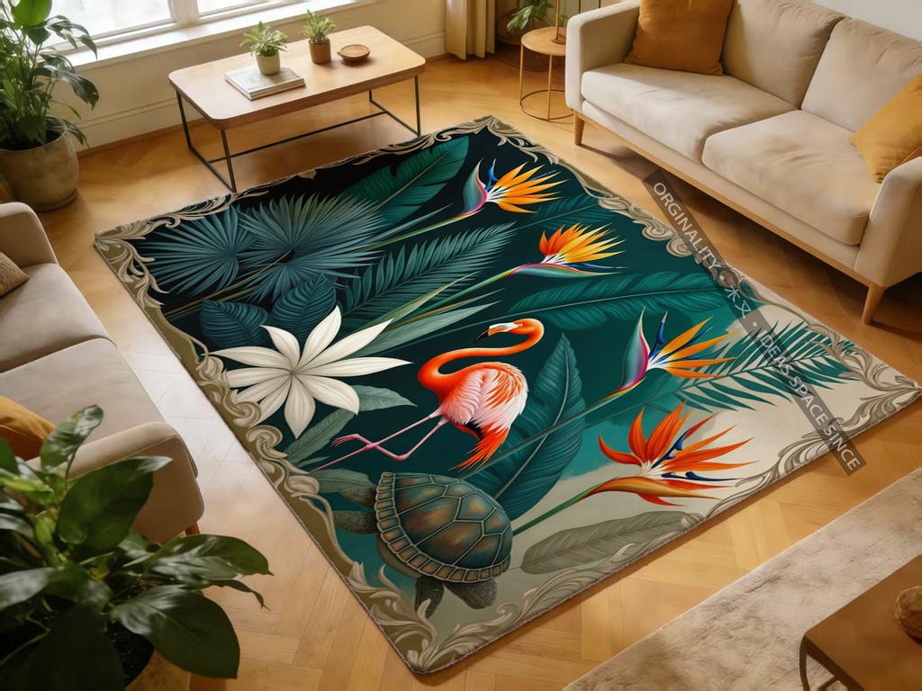 Tropical Flamingo Pattern Living Room Decoration Home Sofa Non-Slip Carpet Study Bedroom Tatami Children'S Soft Floor Mat