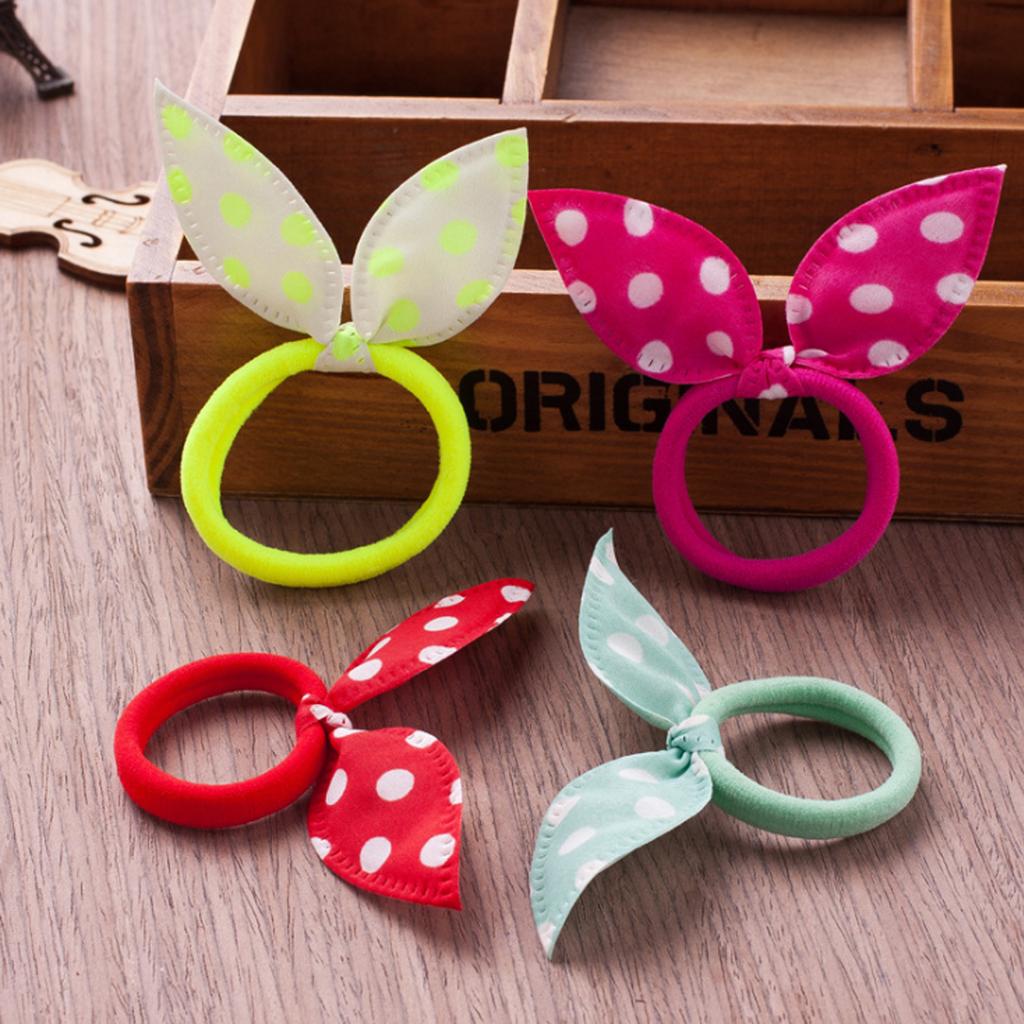 20/40/80PCS Cute Baby Girls Rabbit Hair Bands Printing Ponytail Holder Tie Rope Hair Accessories Candy Colors Hair Ties