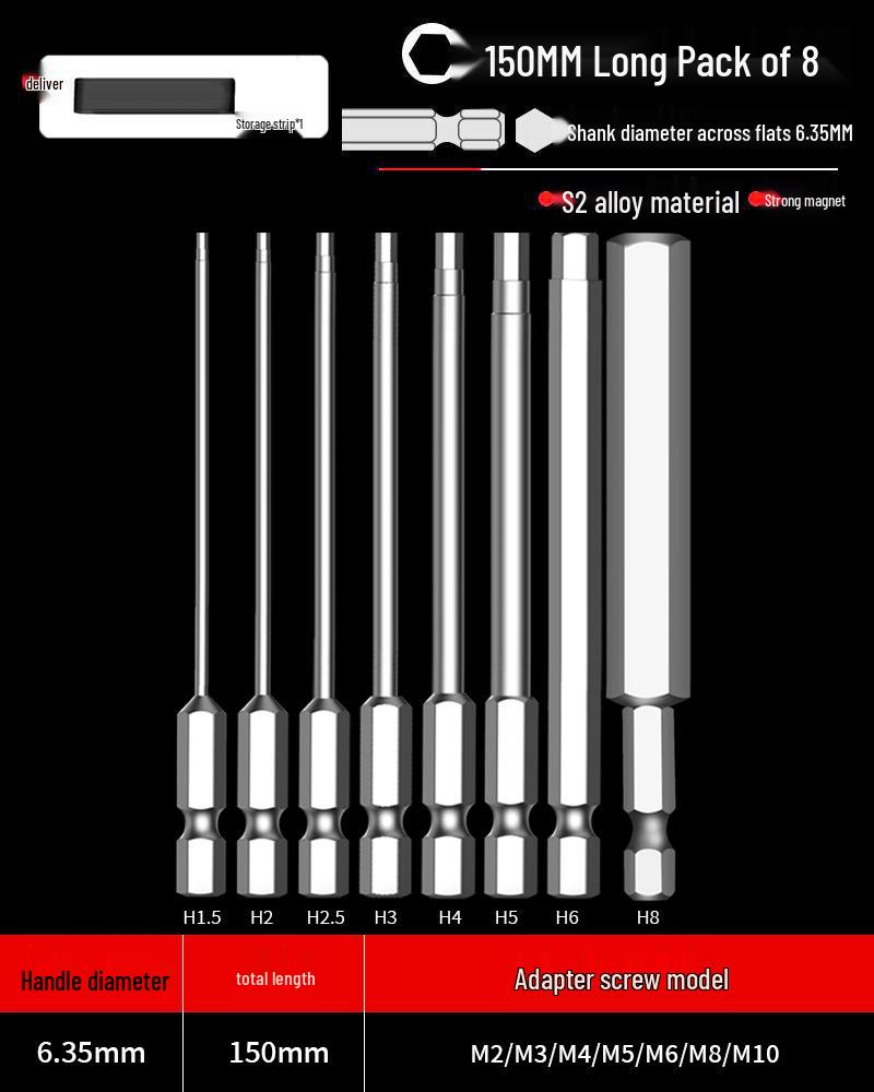 Hexagonal Screwdriver Bit Extension for Electric and Air Screwdrivers