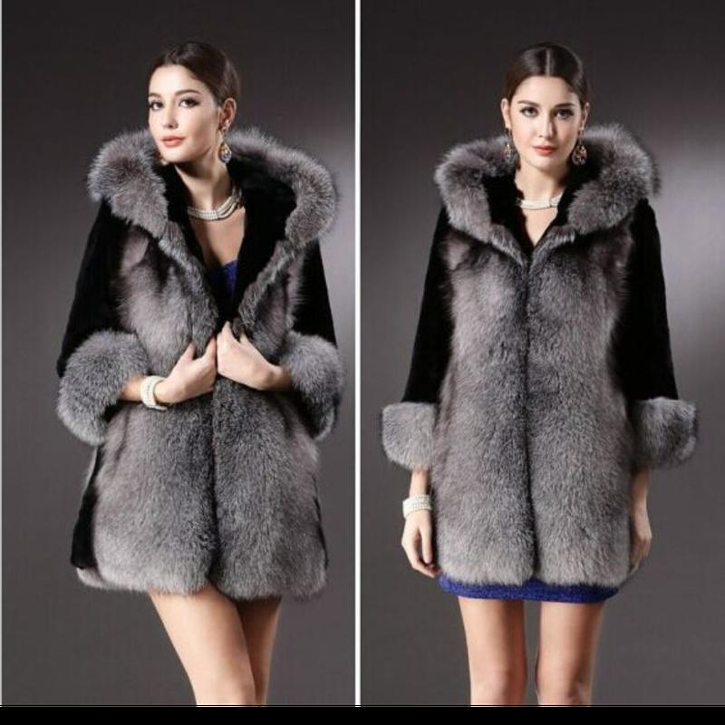 Women Fashion Plus Size Solid Long Sleeve Fur Neck Pockets Coat Jacket