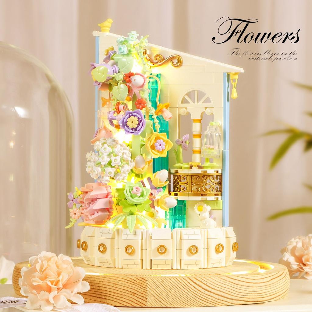 Creative Flower Construction Blocks Toys Small Blocks Toys For Girls Birthday Gifts Kids Blocks Plaything Home Decoration
