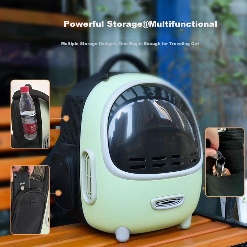 LOVE YOU PET Cat Carrier, Portable Space Capsule Backpack, Pet Bag, Large Breathable Cat Supplies, Green, for 7.5kg Cats