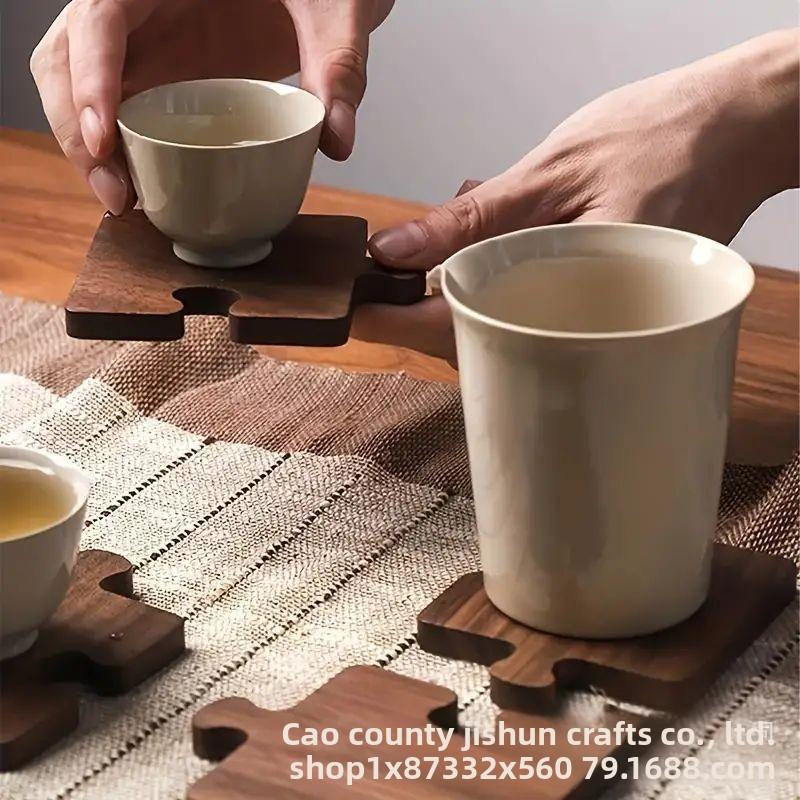 Wooden Coasters for Drinks Heat Resistant Round and Square Cup Coasters Set for Coffee Table