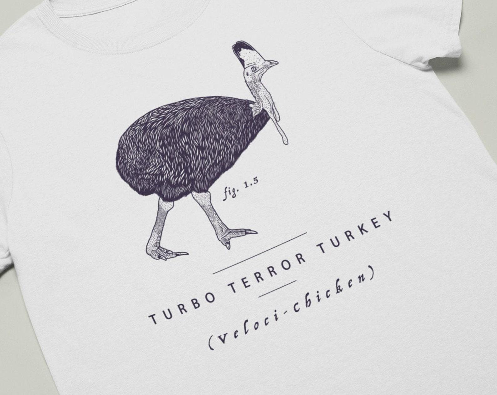 Cassowary T-Shirt - AKA Turbo Terror Turkey (Veloci-Chicken) Funny Cassowary T-shirt, Funny Bird T-shirt, Bird Anatomy, Bird Biology T-shirt S