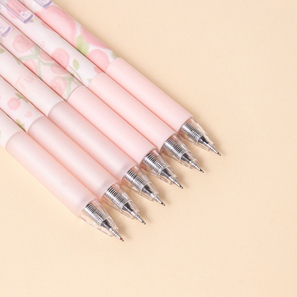 6 Stück/Box Rosa Tulpe Gelstift Große Kapazität Druckstift Neuer Schwarzer Tintenstift Student