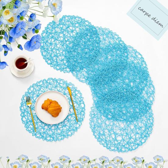 Tappetino Resistente al Calore Antiscivolo per Tavola da Pranzo Set Lavabile Decorativo Intrecciato Sottobicchieri Tappetini Protettivi per Ciotole per Cucina di Casa Esterno