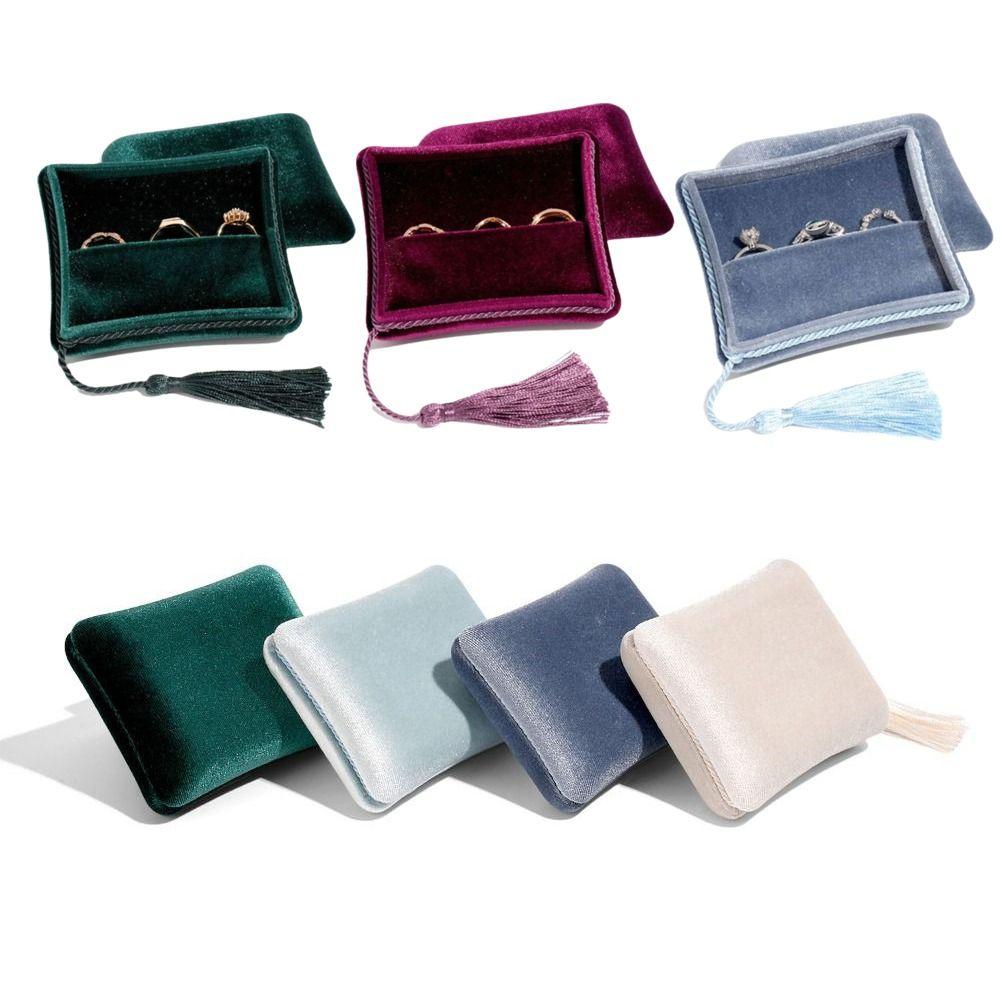 Tassels Jewelry Packing Bag Rings Necklace Earrings Storage Case Simple Square Jewelry Box  Gift