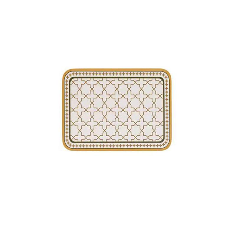 Household Printing Leather Meal Mats Oil Proof Waterproof Light Luxury Dining Table Mat American Style Heat Insulation Bowl Pad