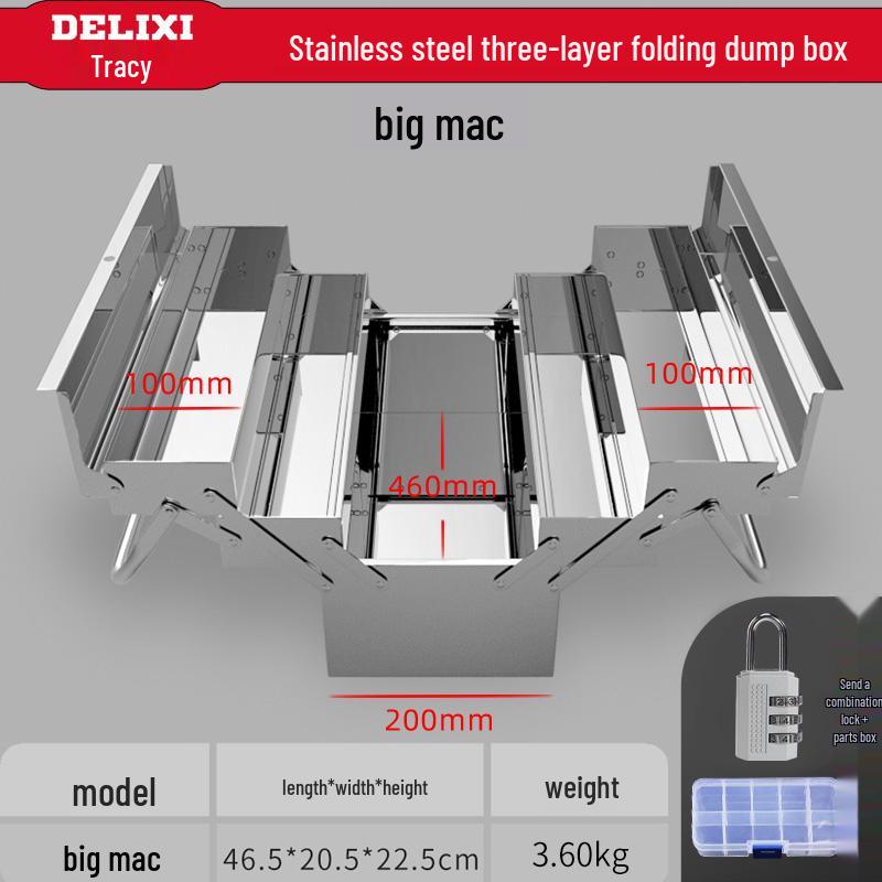Three-Layer Multi-Functional Stainless Steel Tool Box for Home and Industrial Use