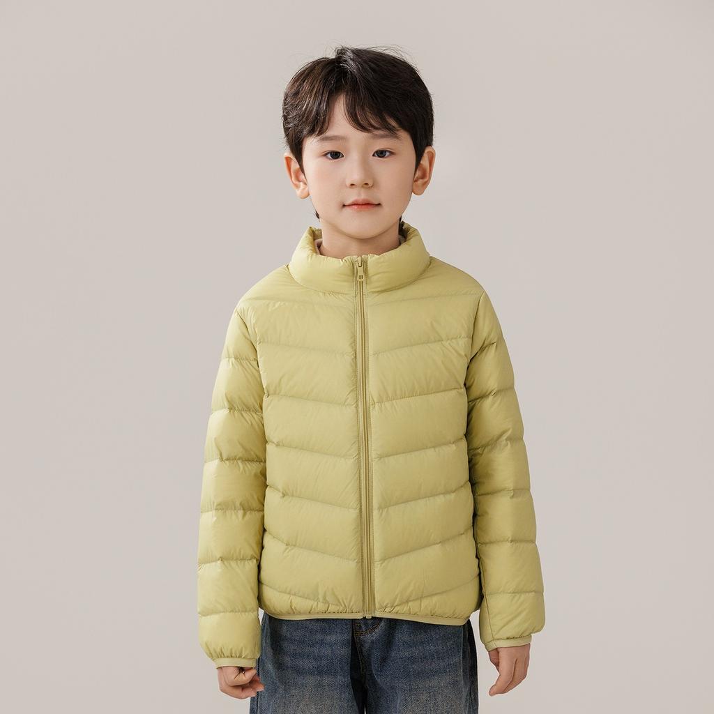 Kinder-Stehkragen Winter-Schuluniform-Artefakt, Daunenjacke innen, leichter Liner außen, Jungenjacke, mittlere und große Kinderkleidung