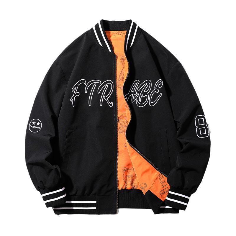 Dm Double Sided Coat Male Loose Double Sided Plus Fat Plus Size Bomber Jacket