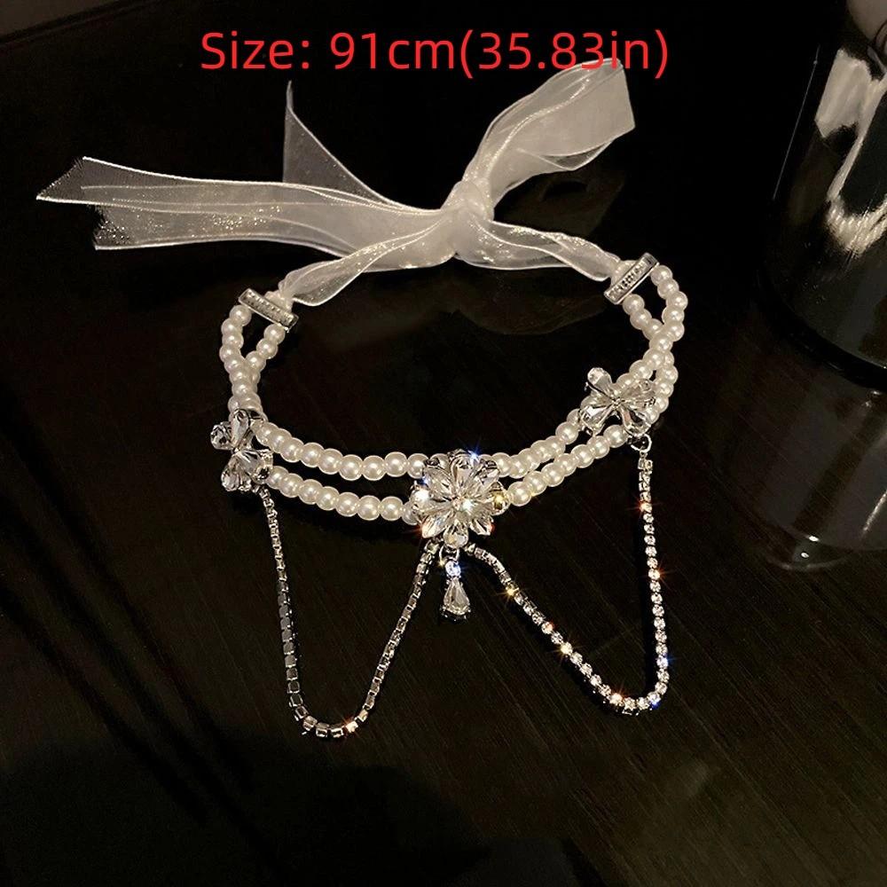 Fairy Rhinestone Mesh Female Multi-layer Necklace Baroque Choker Clavicle Chain Pearl Necklace