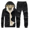 Winter Silver Fox Fleece Jacket Men's Fattened Plus Size Sweater Set Fleece Thickened Warm Lamb Fleece Sportswear Men's
