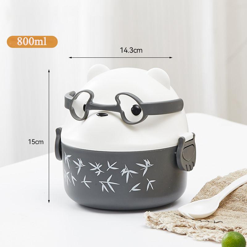 Stabelbar Bento-boks Bærbar Søt Tegneserie Barn Matboks Dobbeltlags Matbeholder Brillebjørn Termisk Bento-boks