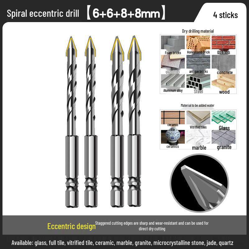 Carbide Eccentric Drill Bit for Electric Drills - Ideal for Round Hole Drilling in Concrete, Brick, and Porcelain Tiles.