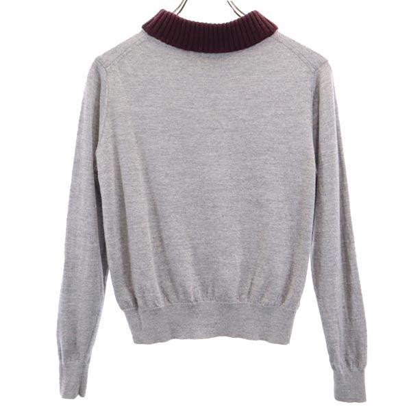 ACNE STUDIOS wool Long sleeve knit S Gray x Bordeaux sweater Women Used