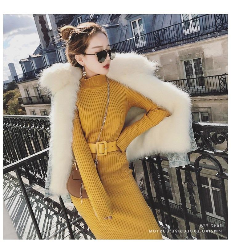 Autumn/Winter 2025 High-Neck Knit Wool Split Dress