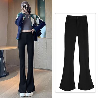 Micro Flared Pants Children's Spring and Autumn New Casual High Waist Straight Skinny Black Suit Horseshoe Pants
