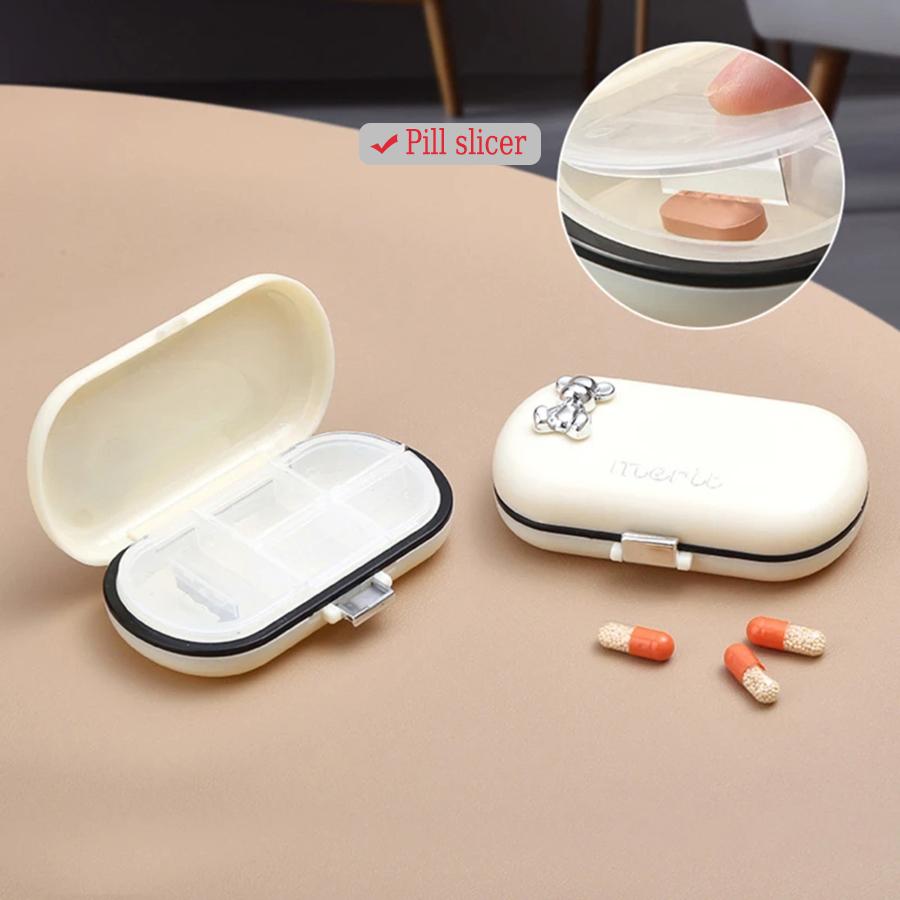 Moisture-proof Portable Pill Box Dispenser with 4/6 Cell Tablet Container Travel Pill Box Pill Knife Storage Pill Box
