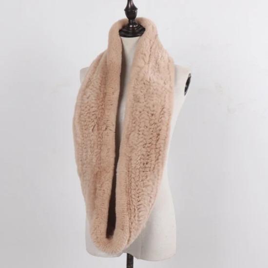 

Новый женский русский шарф-снуд из натурального меха кролика рекс, длинный шарф-кольцо из натурального меха, зимний теплый шарф, уличная мода, муфта из натурального меха хаки