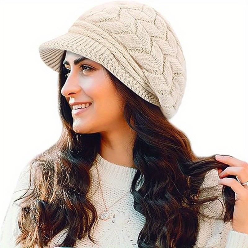 Women S Winter Solid Color Warm Knitting Loose Beret Leisure Ski Cap Korean Version Beret Plus Velvet Thick Knitting Ear Cap