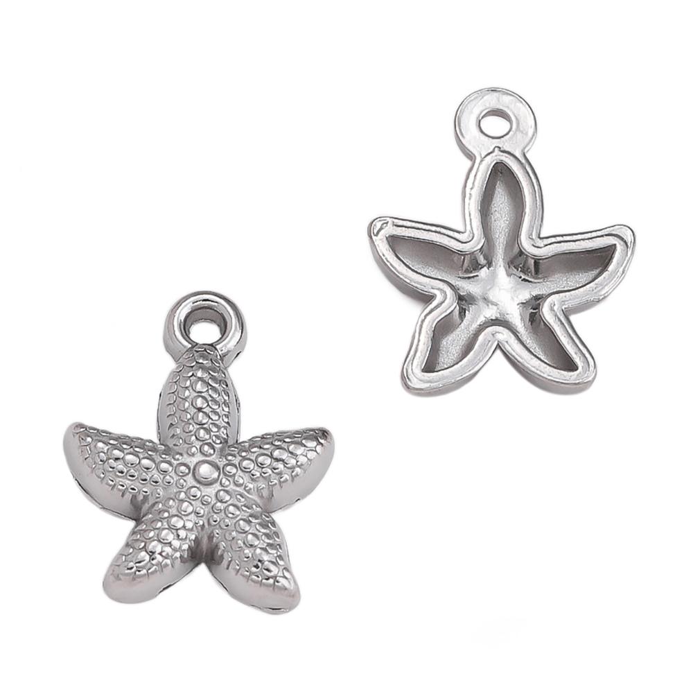 2Pcs Stainless Steel Ocean Theme Shell Starfish Turtle Conch Charms for DIY Handmade Earring Necklace Bracelet Jewelry Making