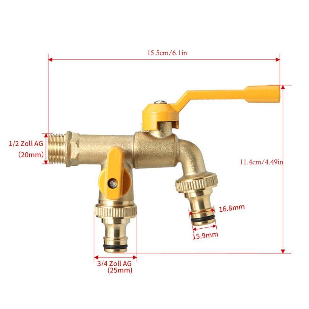 2-Way IBC Water Tank Connector Ball Valve Irrigation Brass Tap Joint  Cold Climates