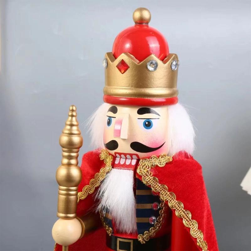 Weihnachts-Nussknacker-Ornamente Holzsoldaten-Puppe mit Umhang Ornament für Zuhause Küche Bücherregal Partydekoration