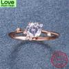 Female Crystal Stone Round Bridal Wedding Occasion Rings Rose Gold Tone Dainty Thin Finger Ring  Color Rings Minimalist Women Fine