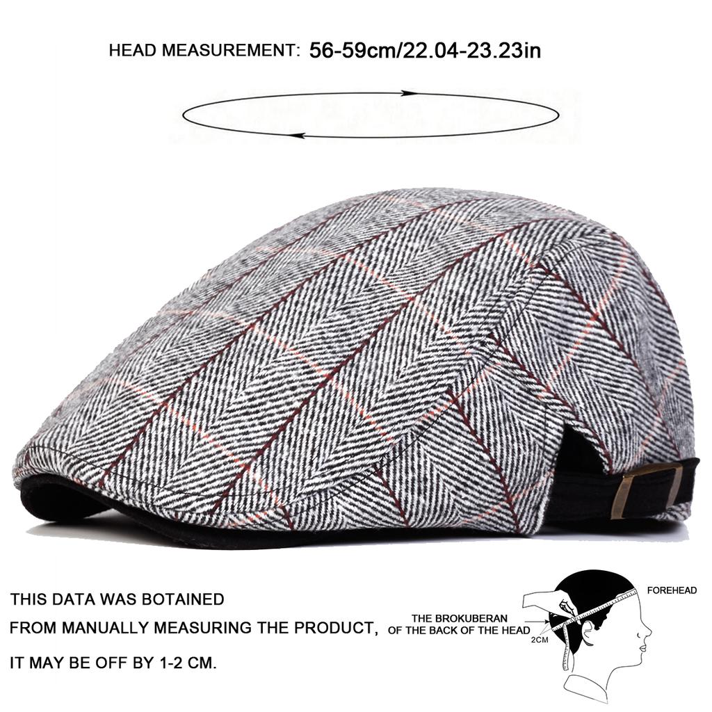 Red Line Thick Herringbone Pattern Beret Cap Street Casual Fashion Caps Men's Artist Painter Hat Peaked Hats