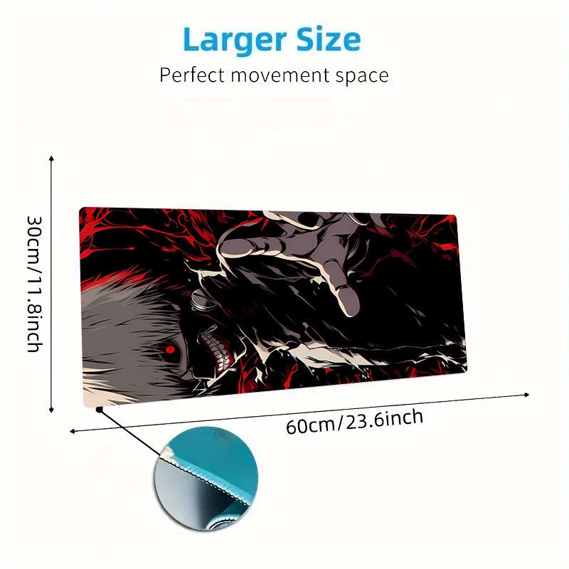 Tokyo Ghoul Mouse Pad, Large Gaming Desk Mat, Non-slip XXL Mousepad for Laptop & Tablet, Mini PC Playmat with Stitched Edges