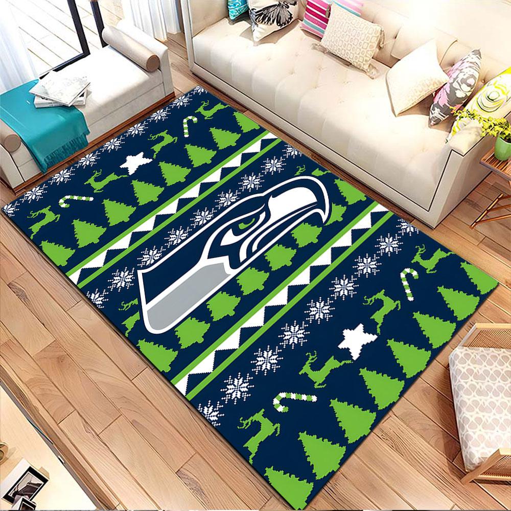 Seahawks Festive Holiday Design Patterned carpet, non slip mat suitable for living room and bedroom sofas