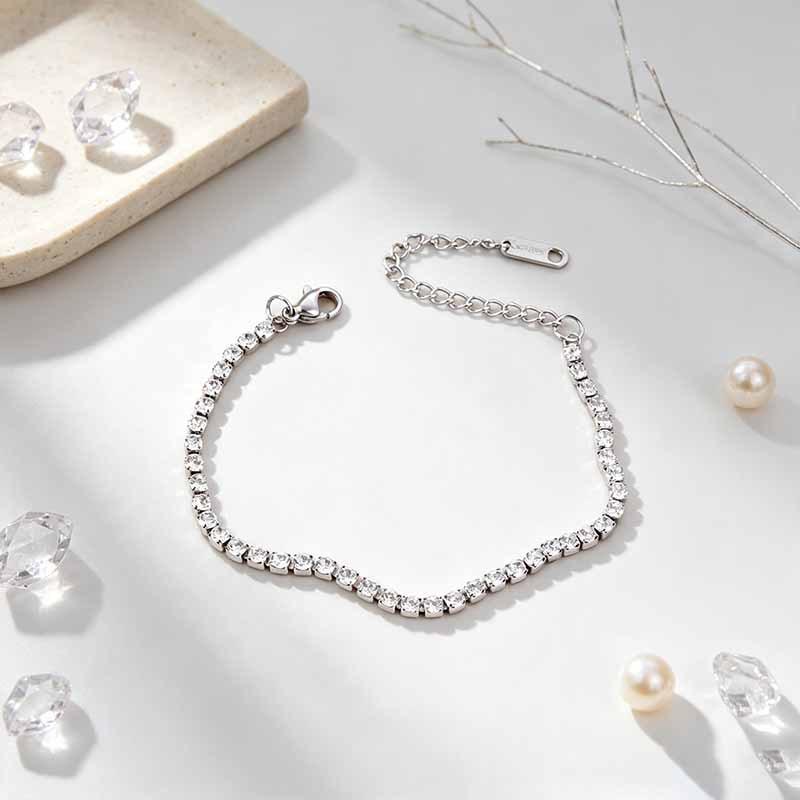 European and American best-selling light luxury high-end diamond-encrusted bracelet for women, stainless steel zircon bracelet, in-stock direct sale