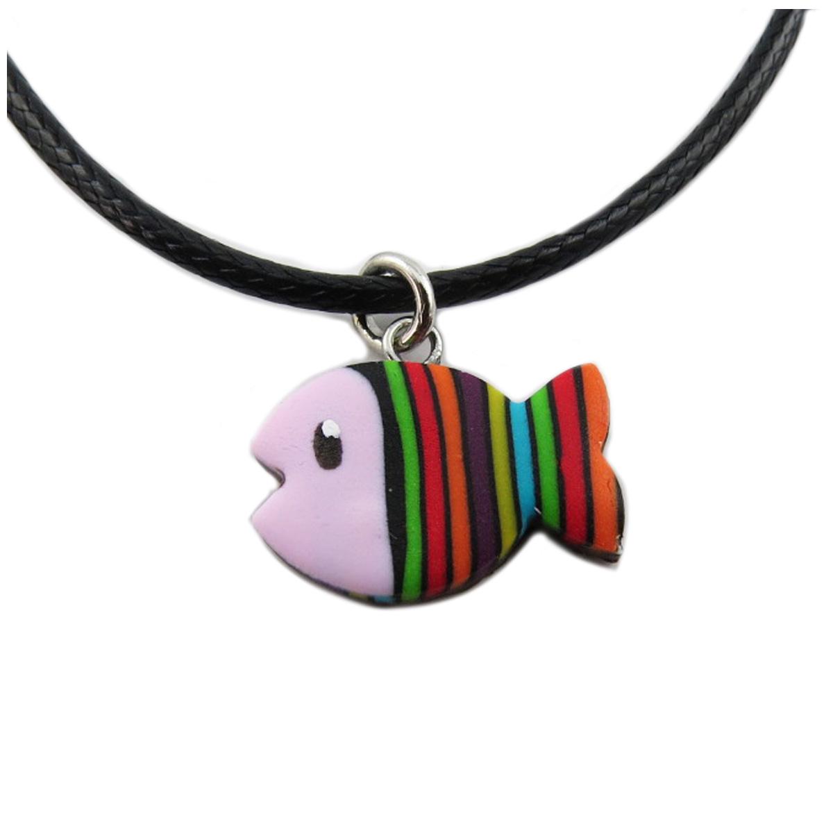 

Les Trésors De Lily [R1315] - Разноцветное розовое колье ручной работы Колумбина и Арлекин - 16x11 мм (рыба)