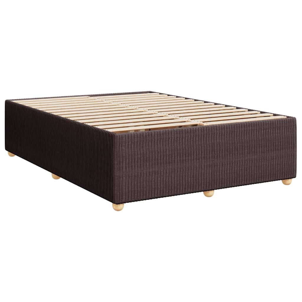 Box Spring Bed with Mattress Dark Brown 140 X 190 Cm Fabric