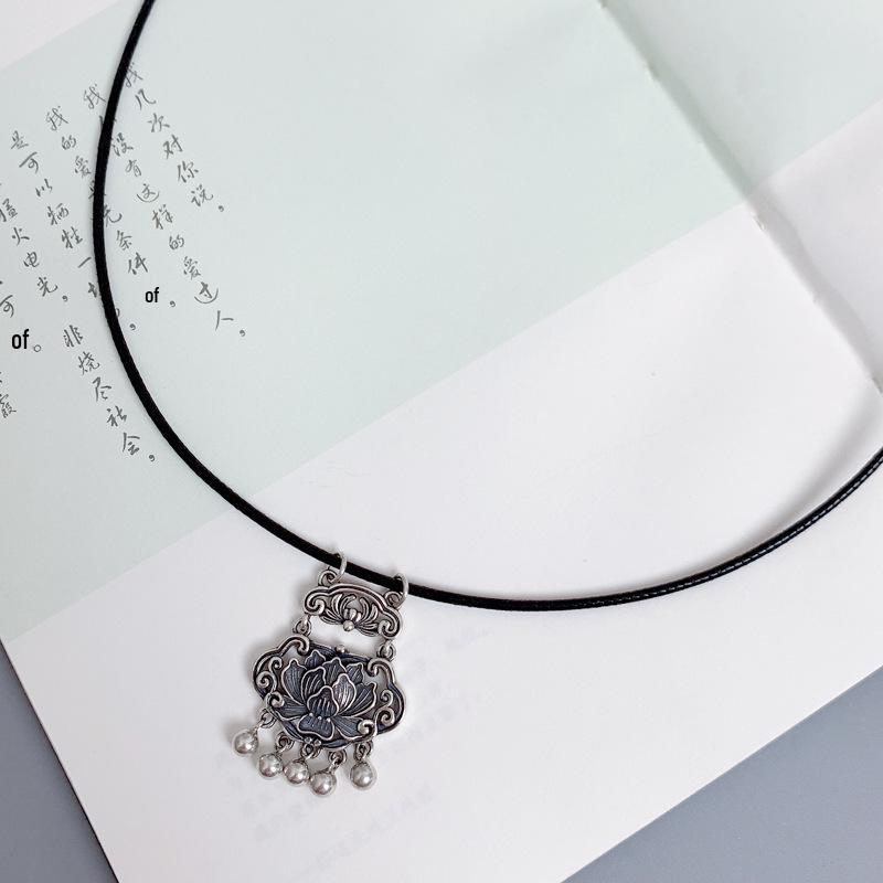 

Sterling Silver Lotus Tassel Pendant - Women s Retro Style Jewelry