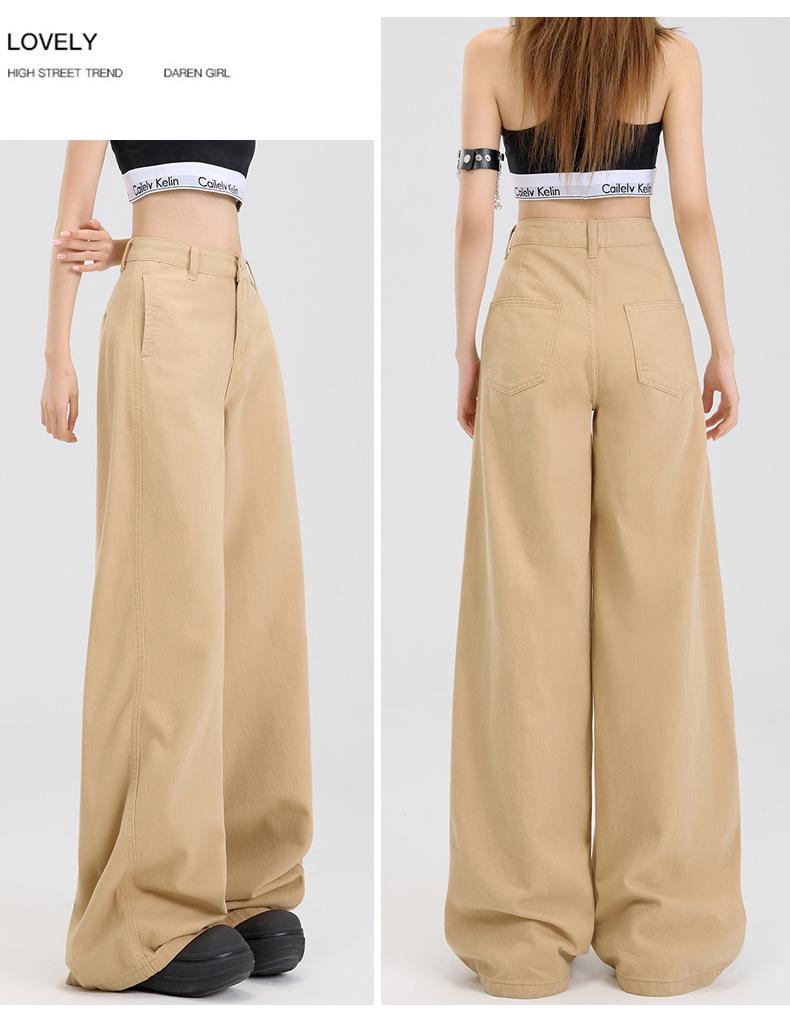Women's American Loose Jeans: Autumn Belted Design, Slimming Straight-Leg, Wide-Leg Floor-Length Pants