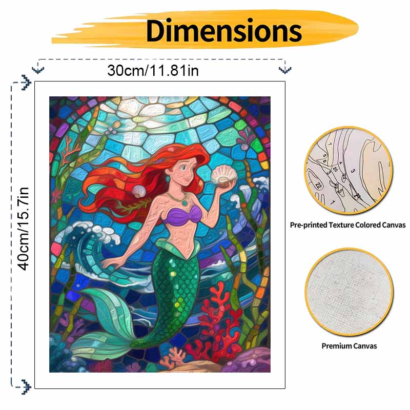 Disney Mermaid Oil Painting Hand Painting Coloring Painting Handmade Diy Home Decoration Gift
