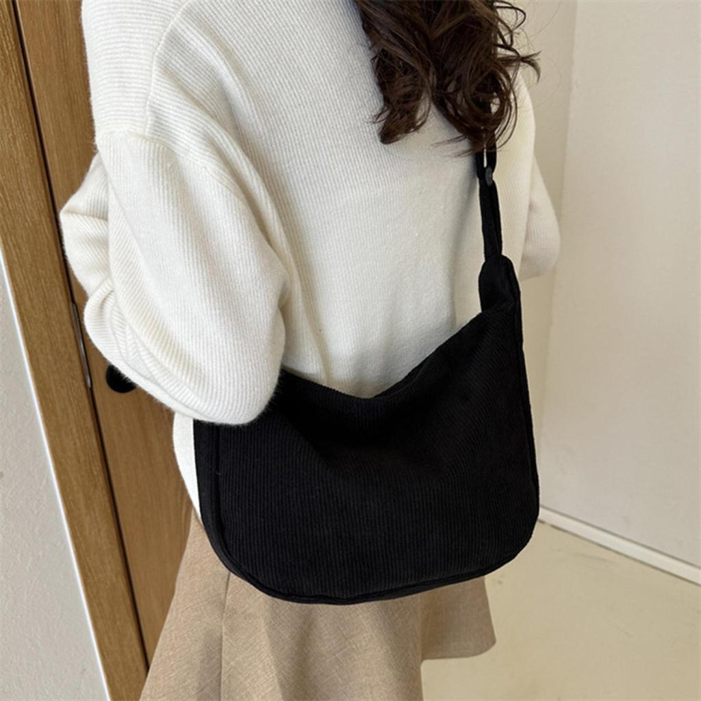 Corduroy Shoulder Bags Minimalist Crossbody Bag Women's Handbags Fashion Fabric Underarm Bag Solid Color Zipper Female Handbag