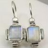 Vintage Kwadratowe Kolczyki Wiszące z Kamieniem Księżycowym Posrebrzane Kobiety Eleganckie Bankietowe Wakacyjne Kolczyki Biżuteria Akcesorium