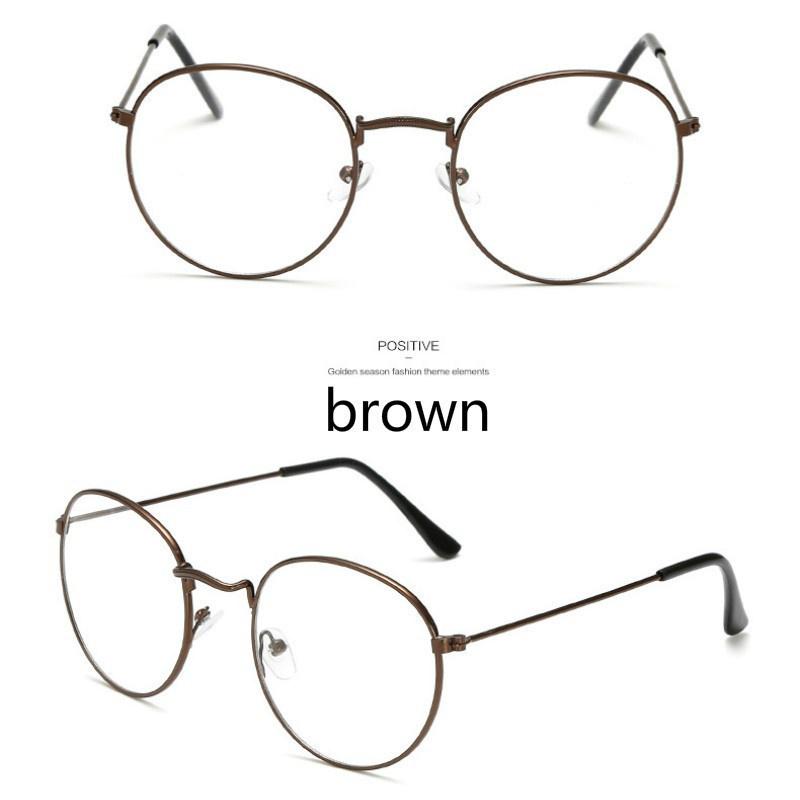 Retro Glasses Frame Harajuku Metal Round Flat Mirror Men and Women Literary Round Frame Decoration