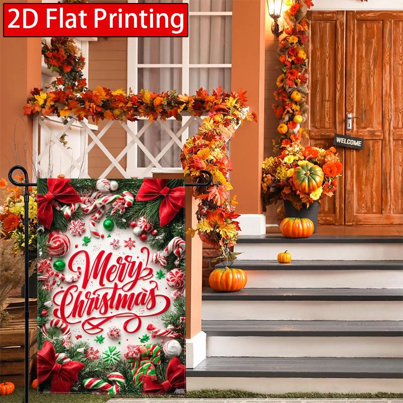 2D Flat - 2D Flat Christmas Garden Candy Cane Garden Flag 3 (2) Outdoor Garden Flag Double-Sided Home Decoration Courtyard Decoration Outdoor Decorat