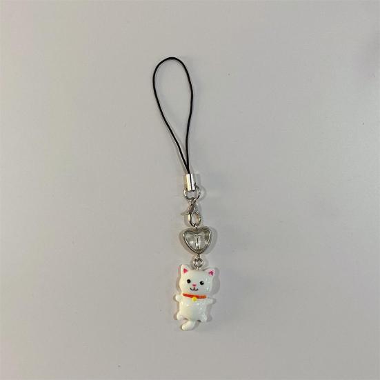 1/6Pcs Keychain Heart Cat Styling Design Keyring Phone Decoration Kitty Phone Charm Multifunctional Charm Key Holder