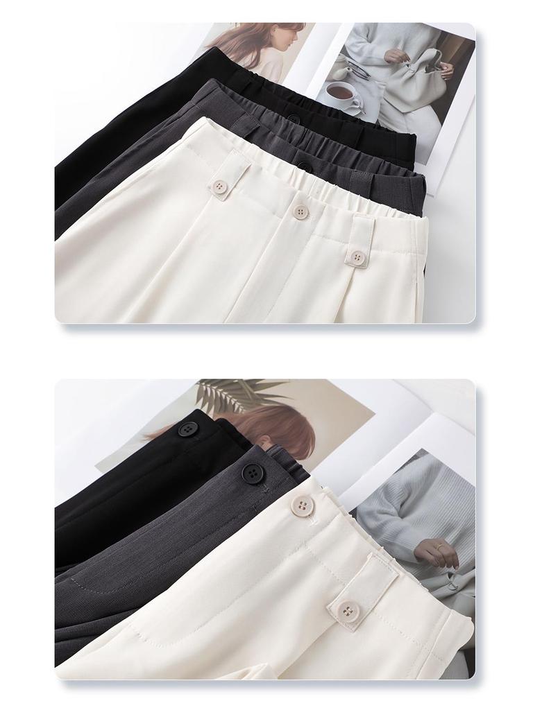 Damskie szare spodnie z wysokim stanem i szerokimi nogawkami - Kolekcja Wiosna 2025: Układający się, Luźny, Prosta nogawka, Casualowa elegancja