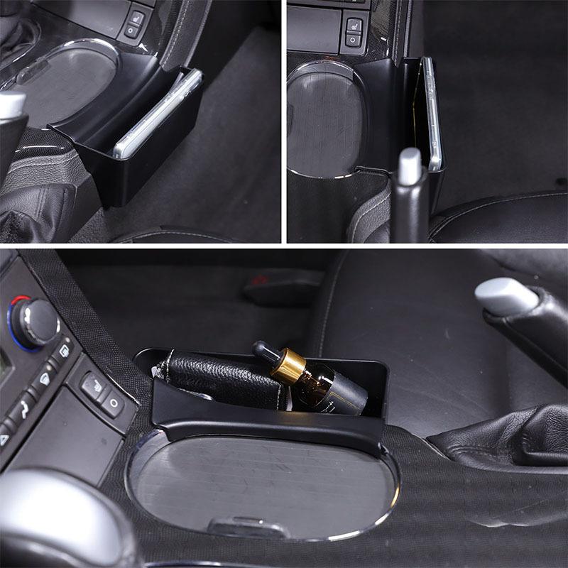 For Chevrolet Corvette C6 2005-2013 ABS Black Center Console Side Storage Box Multi-Function Mobile Phone Tray Car Accessories